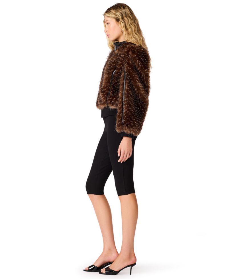 Women's Pru Faux-Fur Cropped Mock-Neck Jacket