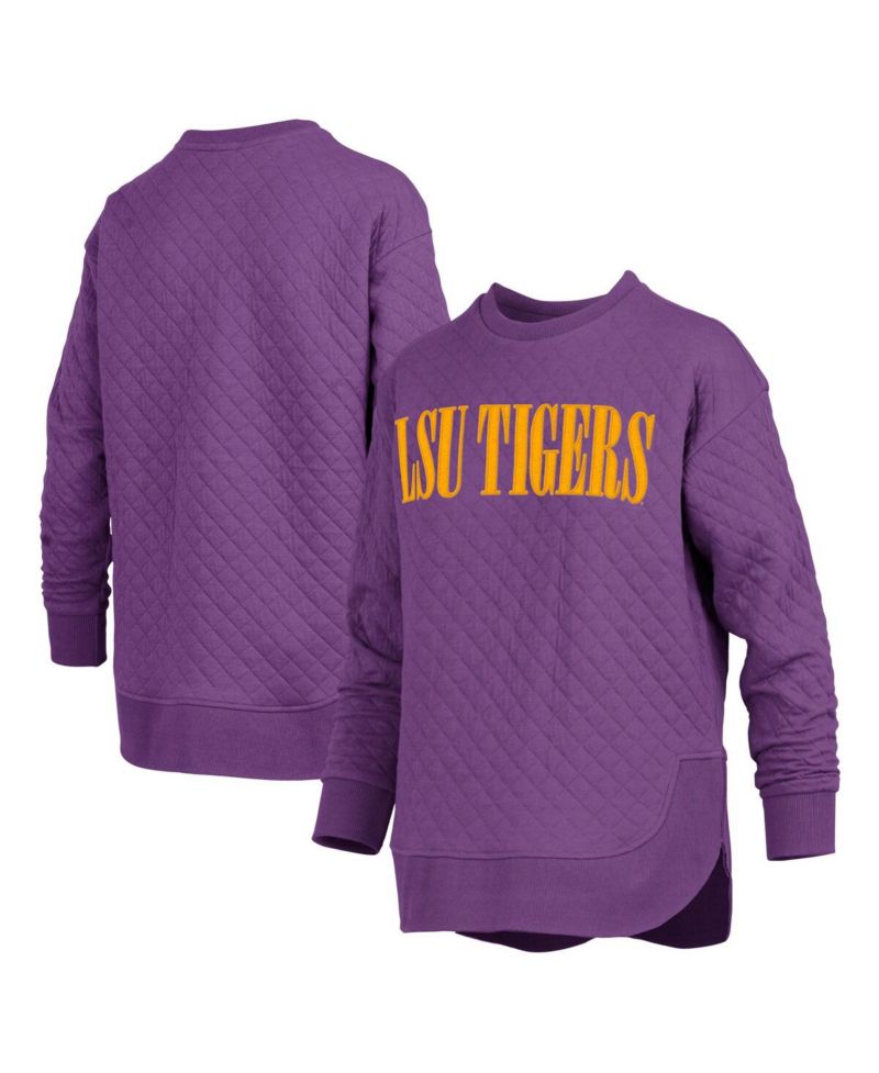 Women's Purple LSU Tigers Quilted Long Sleeve Pullover Sweatshirt