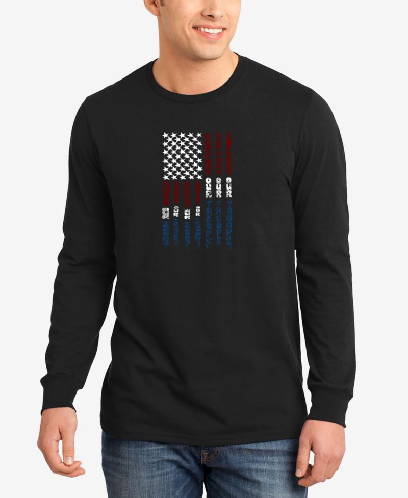 Men's Support Our Troops Word Art Long Sleeves T-shirt