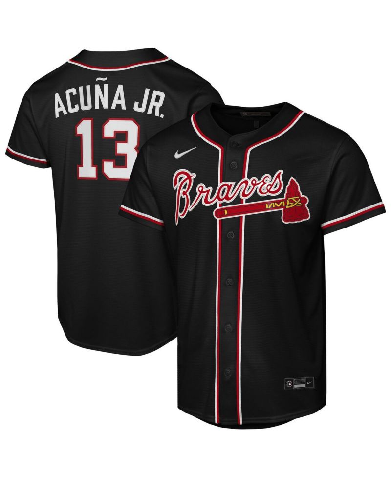 Big Boys and Girls Ronald Acu&ntilde;a Jr. Black Atlanta Braves Fashion Replica Player Jersey