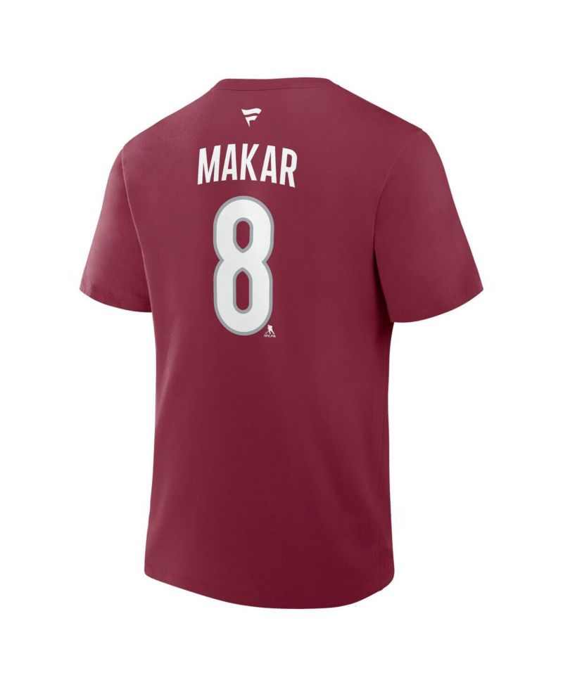 Men's Cale Makar Burgundy Colorado Avalanche Authentic Stack Name & Number T-Shirt