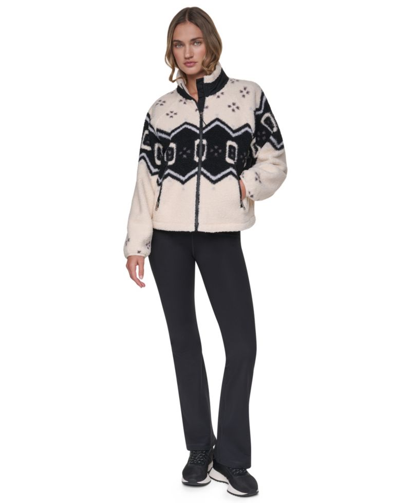Women's Beacon Sherpa Placement-Print Mock Neck Jacket