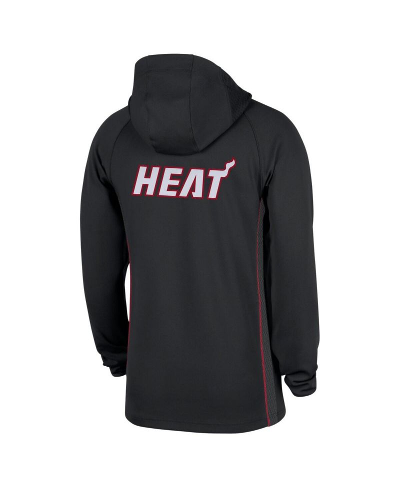 Men's Black Miami Heat Authentic On Court Zone Quarter-Zip Dri-FIT Hoodie Jacket