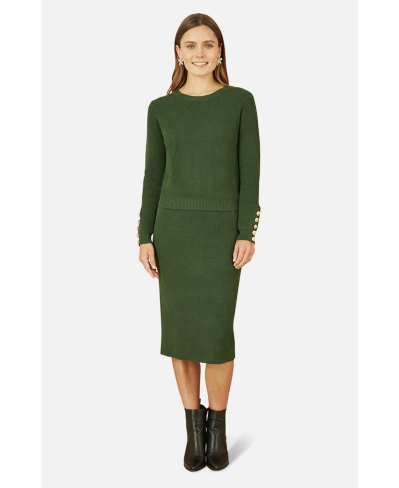 Women's Rib Knitted Midi Column Skirt