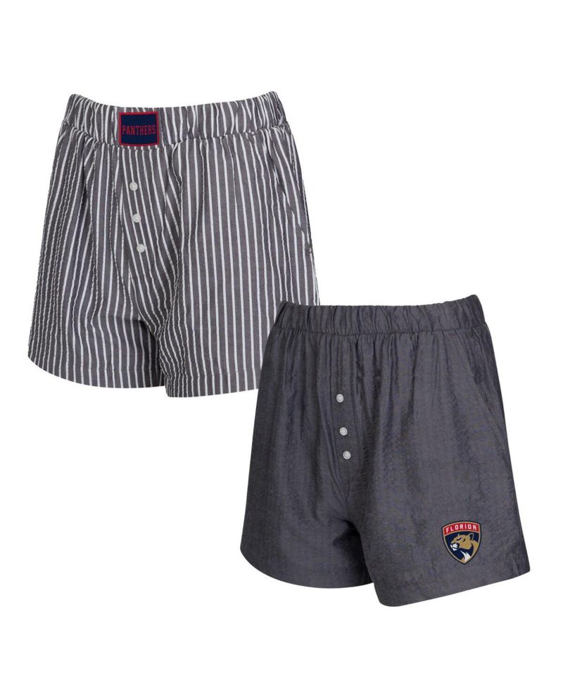 Women's 2-Pack Charcoal Florida Panthers Boxer Shorts Set