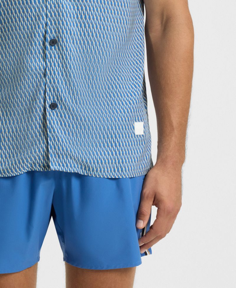 BOSS by Men's Spread-Collar Mini-Pattern-Print Beach Shirt