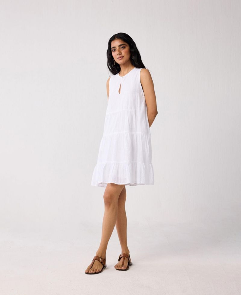 Women's Embroidered Everyday Sleeveless Short Tiered Dress