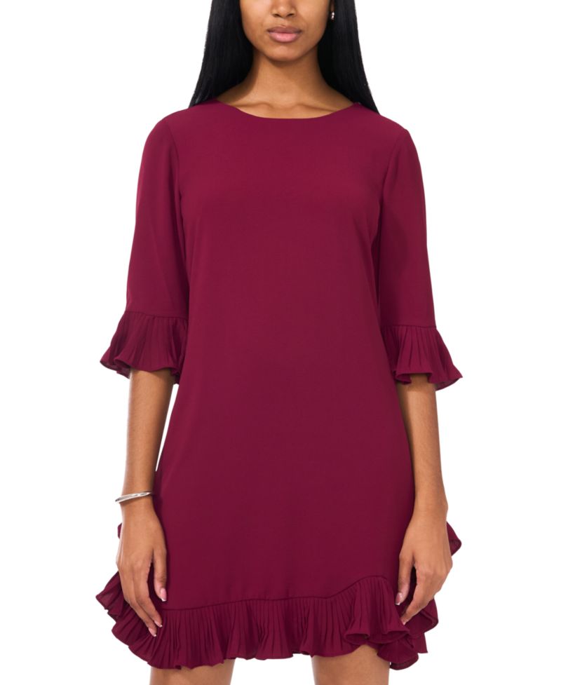 Petite Pleated-Trim Shift Dress