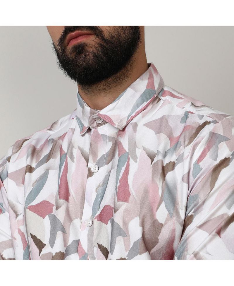 Men's Nude Pink & Ivory White Petal Block Shirt