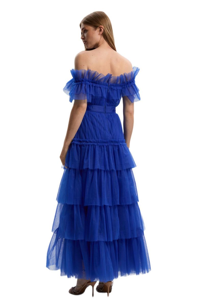 Women's Tulle Off Shoulder Maxi Dress