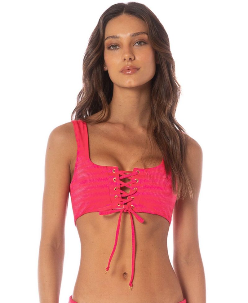 Women's Flowerbed Dazzle Reversible Scoop Neck Wide-Strap Bikini Top