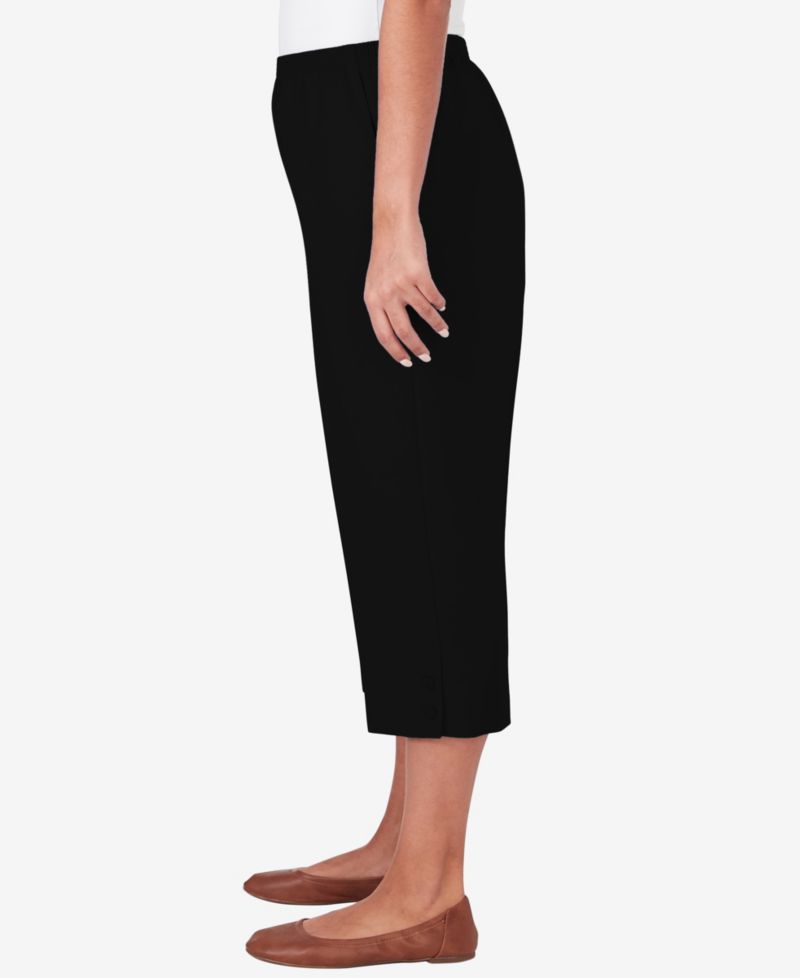 Petite Classic Button Hem Gathered Waistband Capri