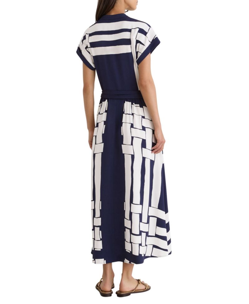 Women's Samira A-Line Short-Sleeve Scarf-Print Midi Dress