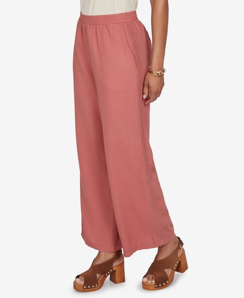 Petite Lace Trim Lightweight Pull-On Pants