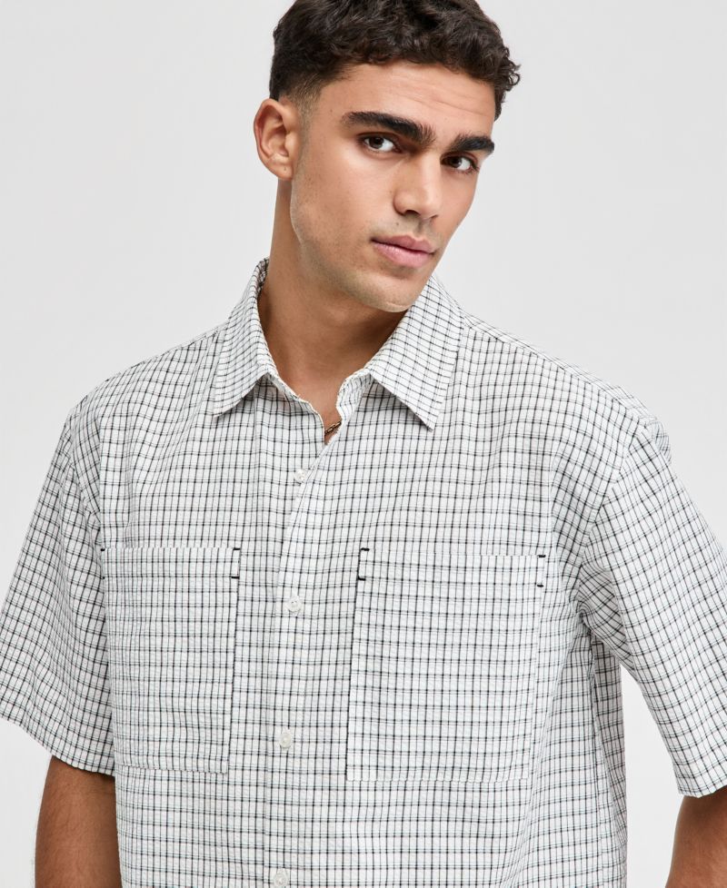 Men's Plaid Seersucker Short-Sleeve Shirt, Macy's Exclusive