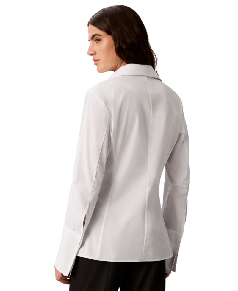 Petite Collared Neck Long-Sleeve Shirt