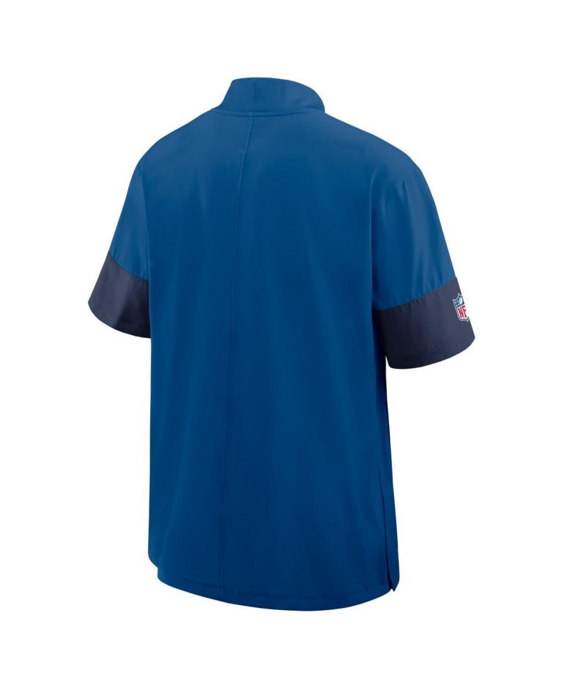 Men's Royal Indianapolis Colts Sideline Short Sleeve Quarter-Zip Performance Coach Jacket