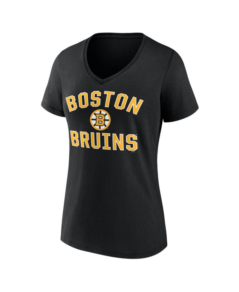 Women's Black Boston Bruins Arch Victory V-Neck T-Shirt