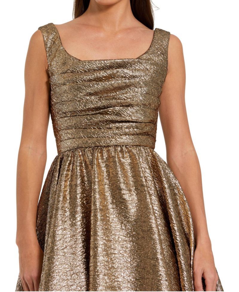 Women's Metallic Jacquard Fit and Flare Midi Dress
