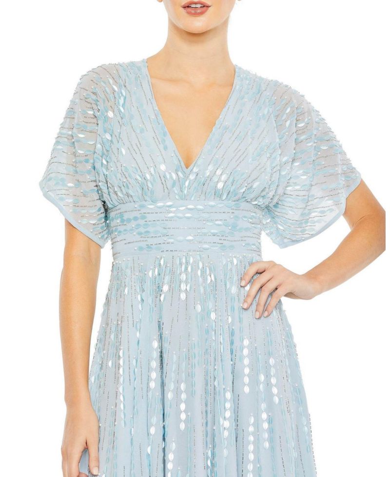 Women's Embellished V Neck Evening Gown