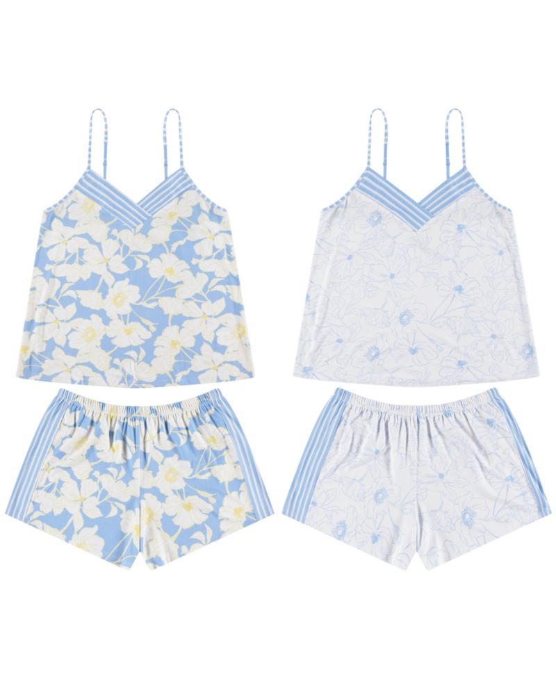 Women's Mix Match V-Neck Top and Pull-On Shorts, 4-Piece set