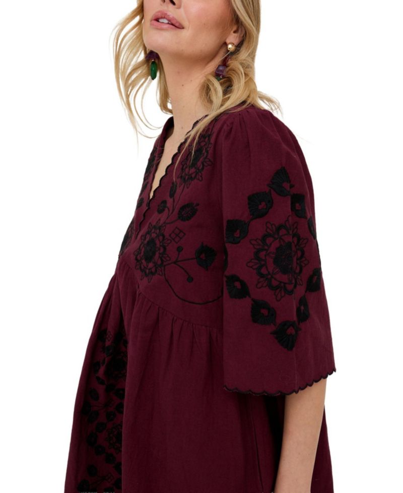 Women's Arabella V- Neck Embroidered Mini Dress