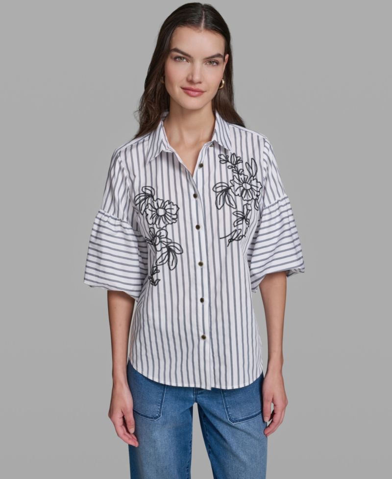 Women's Short-Sleeve Striped Shirt