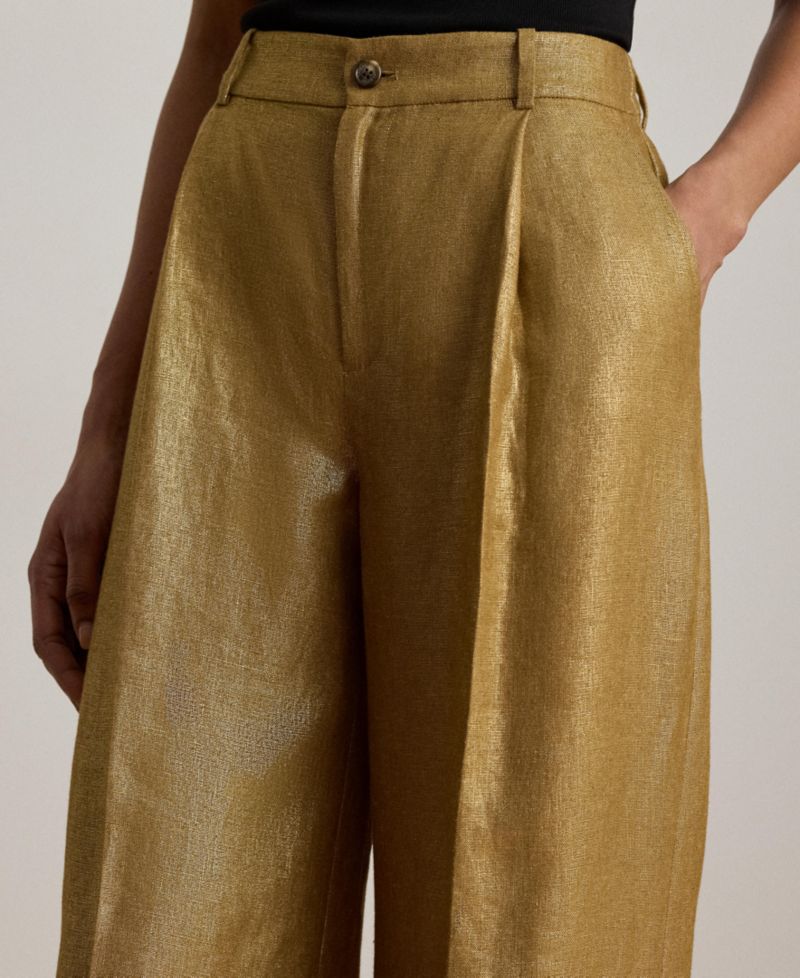 Women's High-Rise Foiled Wide-Leg Pants