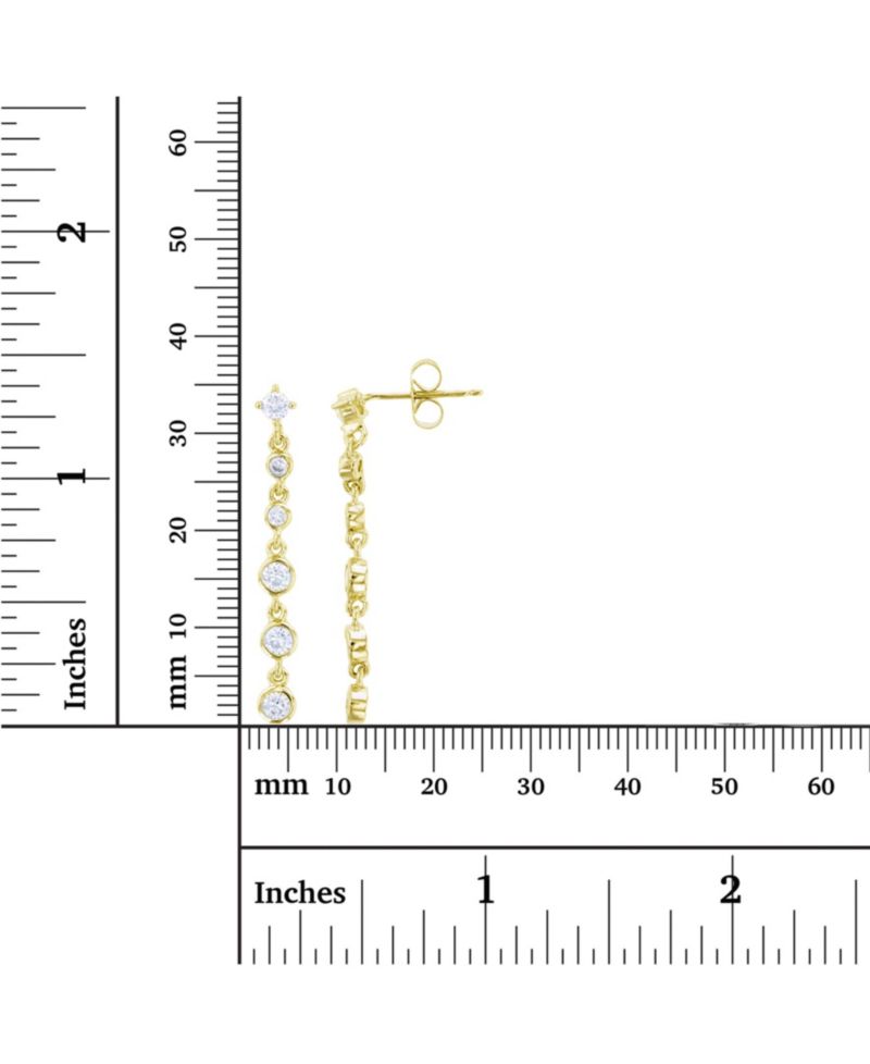 Cubic Zirconia Rhodium Plated Dangling Bezel Set Earrings (Also in 14k Gold Over Silver)