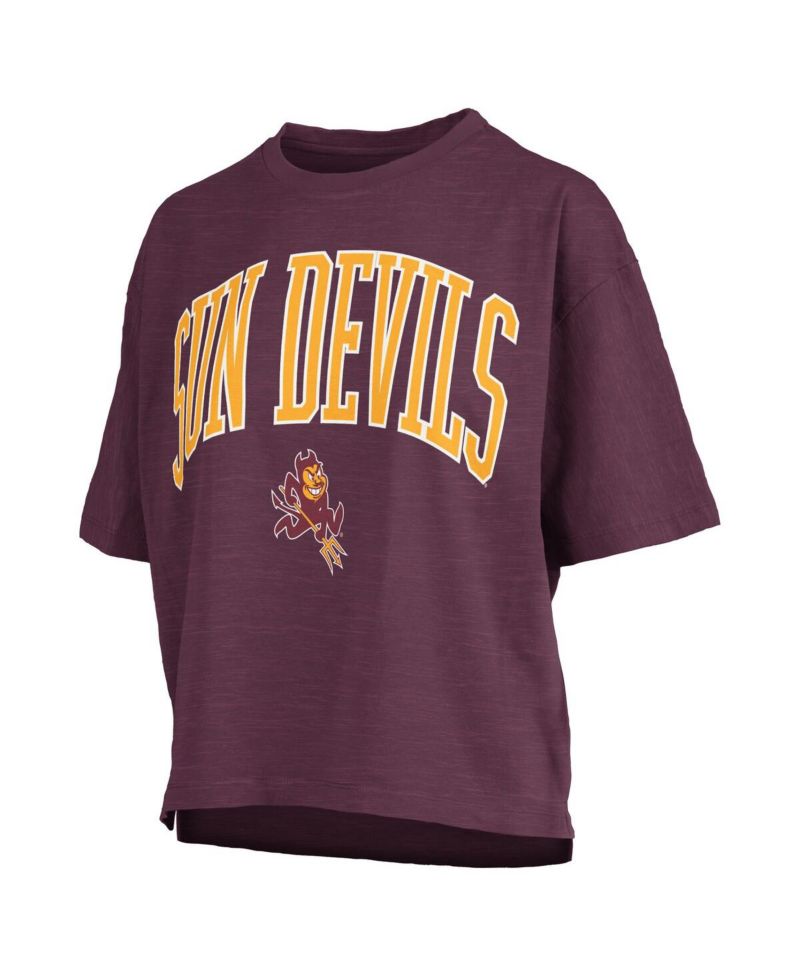 Women's Maroon Arizona State Sun Devils Nelson Arch Over Logo Waist Length Oversized Slub T-Shirt