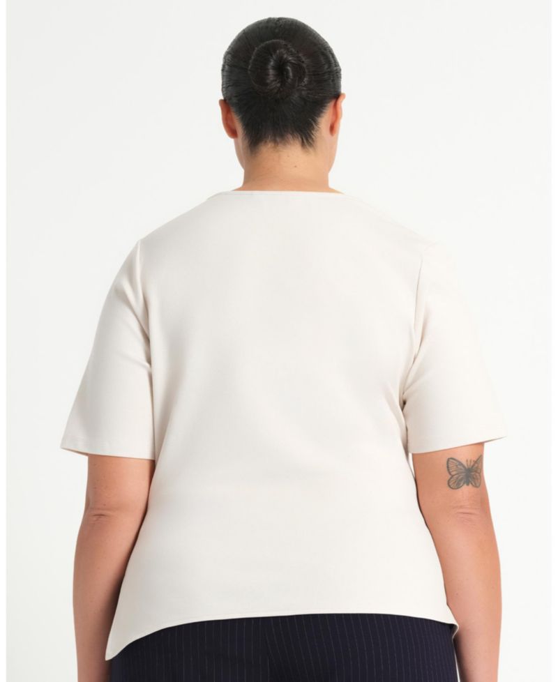 Plus Size Sasha Assymetric Pleated Modern T-Shirt Top