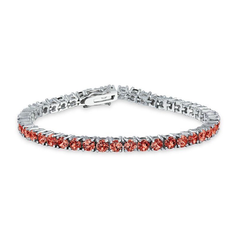 Classic 12CTW Round CZ Basket Set Blue Tennis Bracelet Silver Plated 7.5"