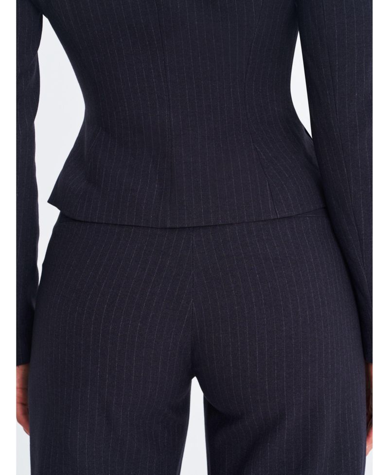 Women's Quinnie Navy Striped High-Waisted Straight Leg Pant