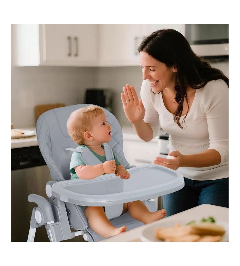 Convertible Baby High Chair with Adjustable Height, Double Tray and Compact Fold