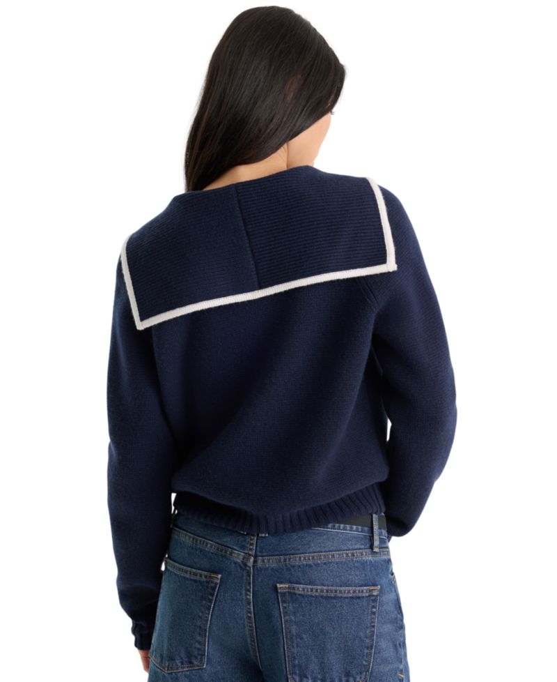Women's Knit Sailor Zip-Up Sweater