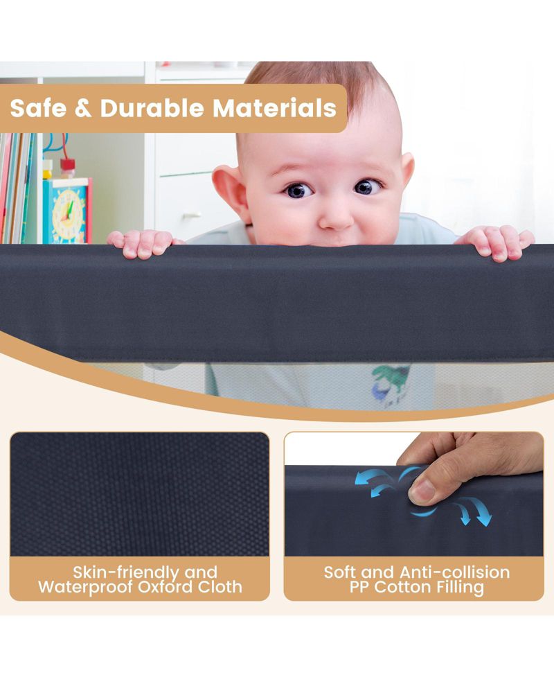 Baby Bed Rail Guard with Adjustable Strap and Fold-Down Design for Easy Access