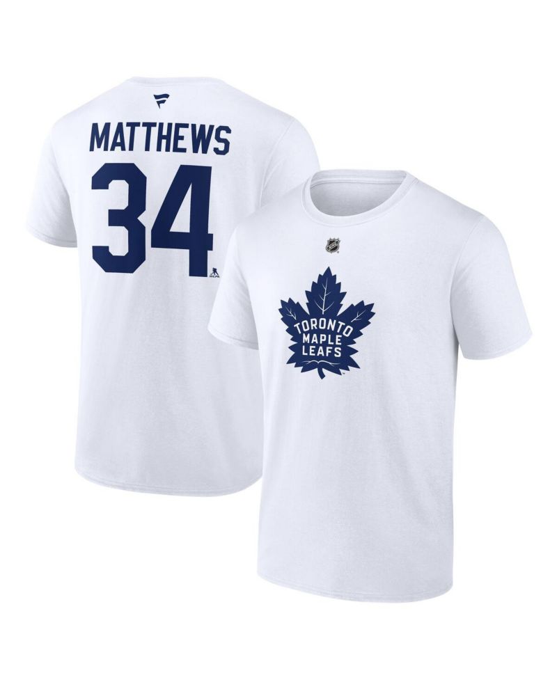 Men's Auston Matthews White Toronto Maple Leaf's Authentic Stack Name & Number T-Shirt