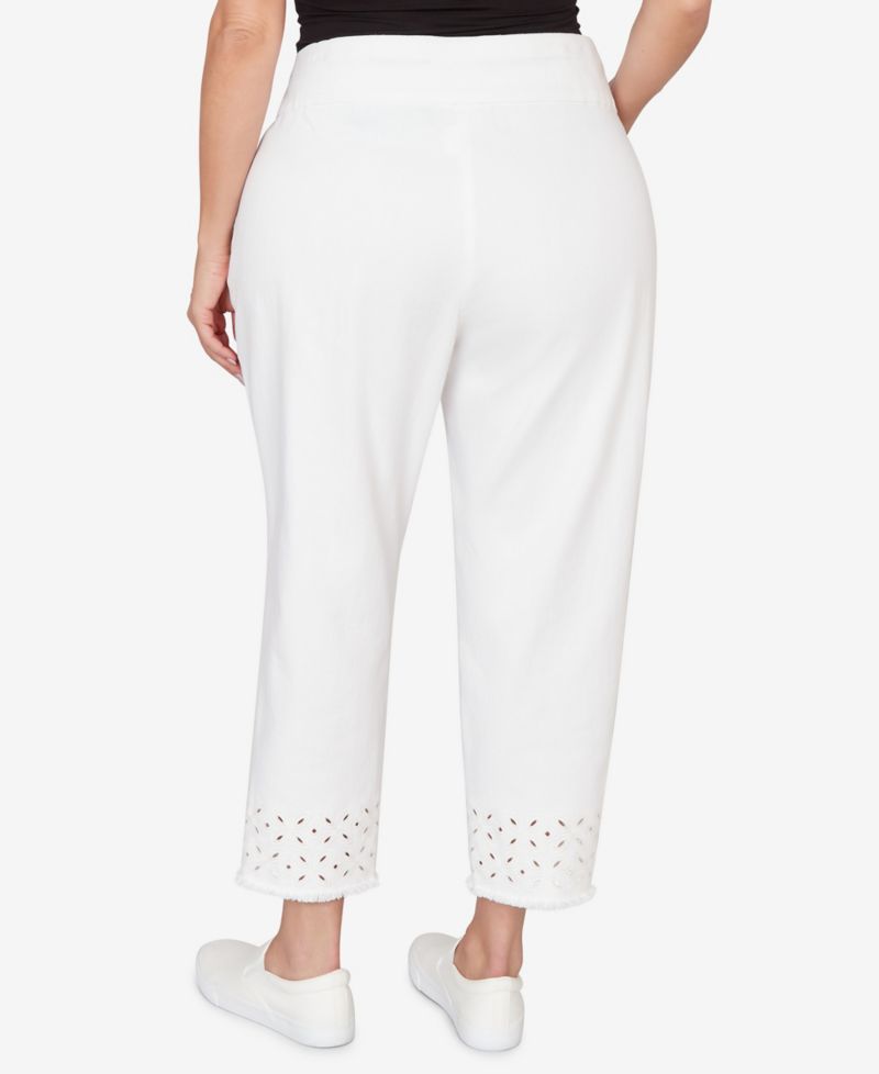 Plus Size Mykonos Geometric Embroidered Super Stretch Denim Ankle Pants