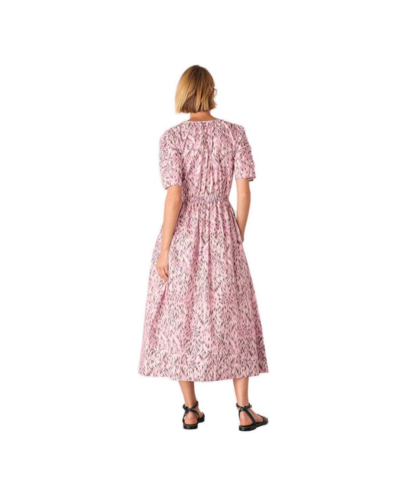 Women's Short Sleeve V-Neck Printed Midi Dress