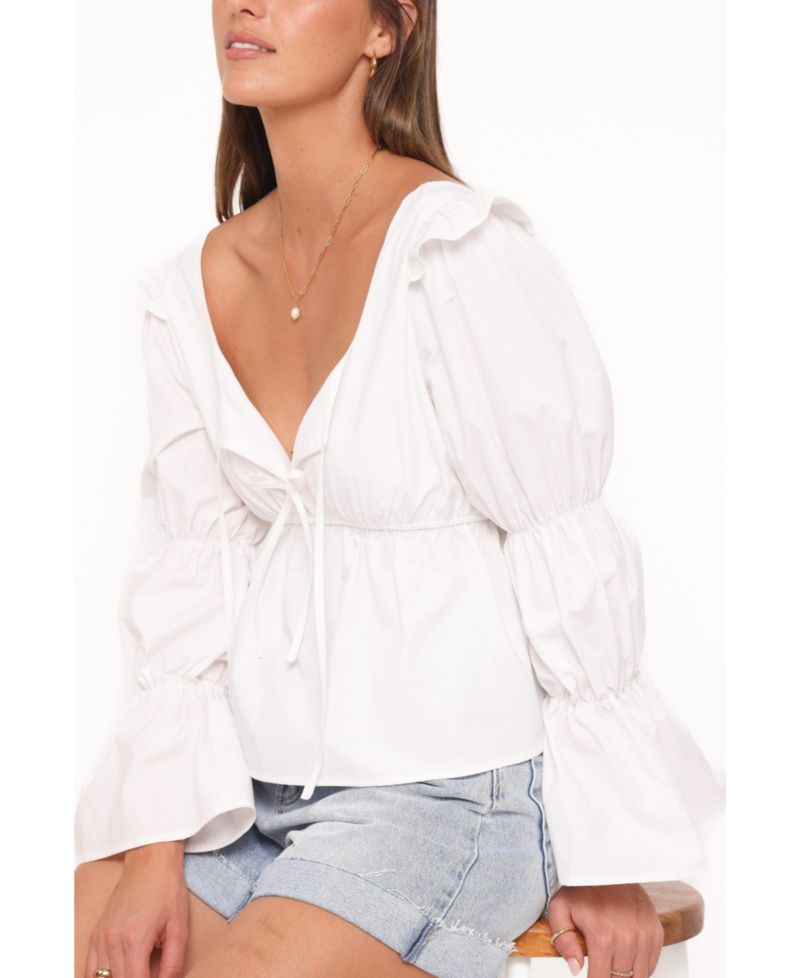 Women's Bairbre Long-Sleeve Scoop Neck Tie-Front Top