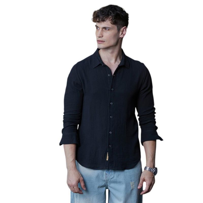 Men's Midnight Black Breezy-Weave Shirt