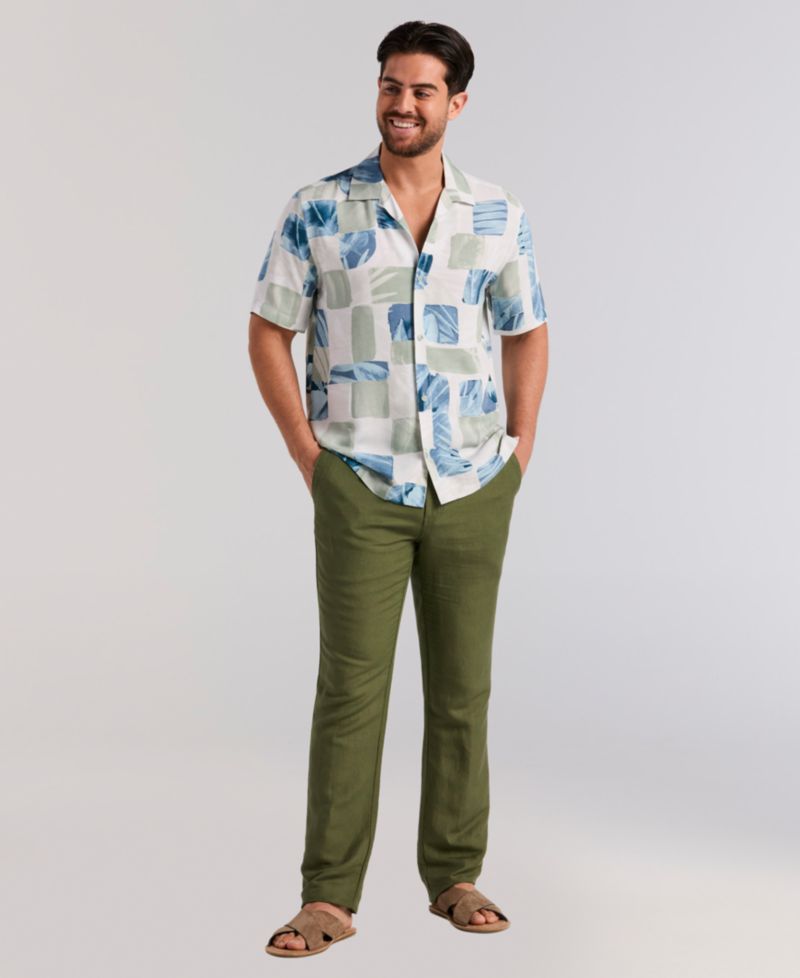 Men's Water Color Tropical Geometric Short-Sleeve Shirt