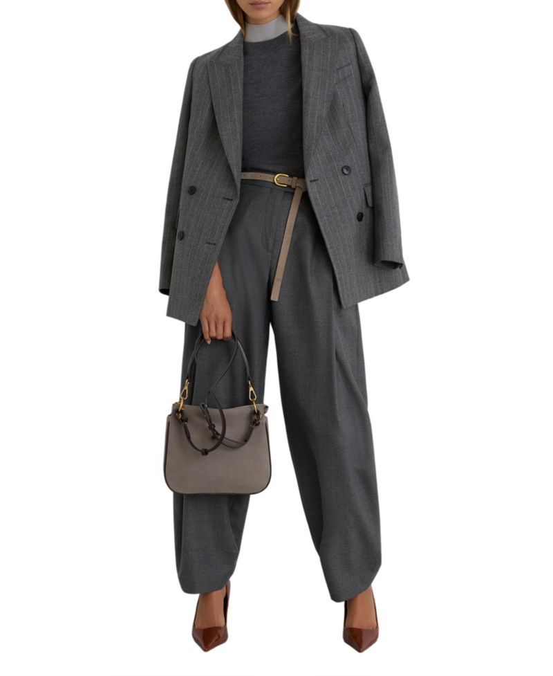 Petite Juniper Deep-Pleat Barrel-Leg Wool-Blend Trouser