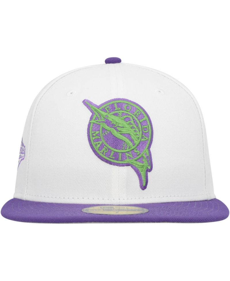 Men's White Florida Marlins Side Patch 59FIFTY Fitted Hat