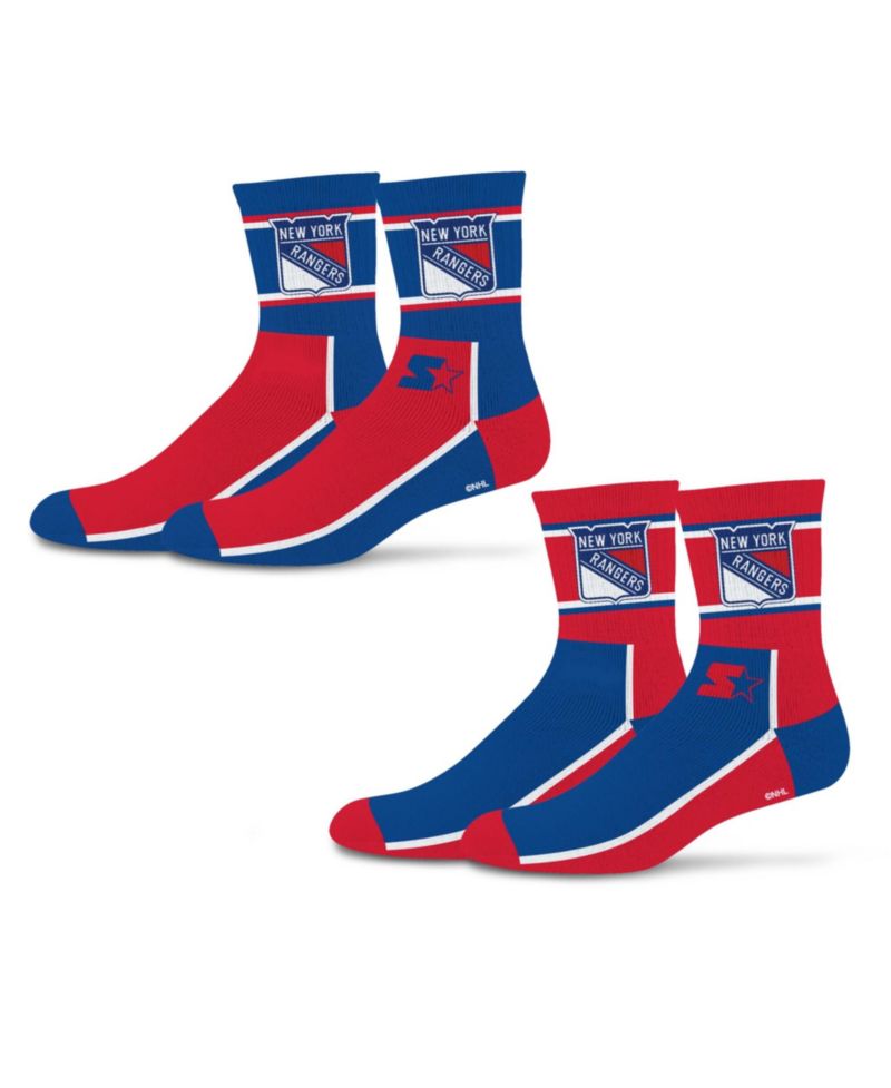 Men's and Women's 2-Pack Blue/White New York Rangers Double Color Block Mid-Crew Socks