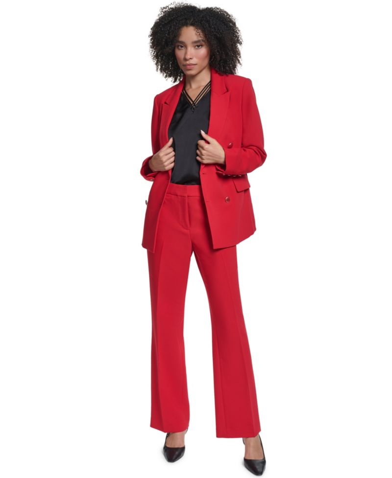 Women's Double-Breasted Shoulder-Padded Blazer