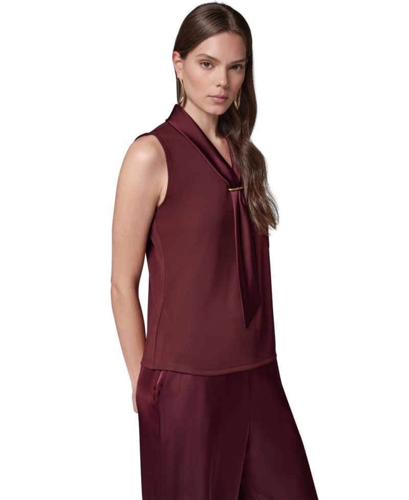 Women's Sleeveless Tie-Neck Blouse