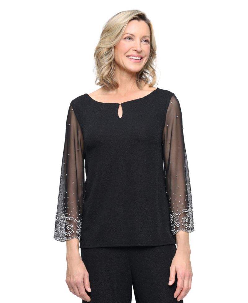 Women's Boat Neck Metallic Knit Top