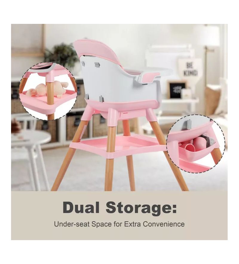 7-in-1 Convertible Baby High Chair with Removable Tray and 5-Point Harness