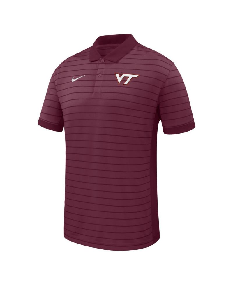 Men's Maroon Virginia Tech Hokies 2025 Early Season Coaches Sideline Victory Stripe Performance Polo Shirt